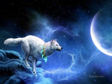  Luna Arte - lobo y luna fantasía